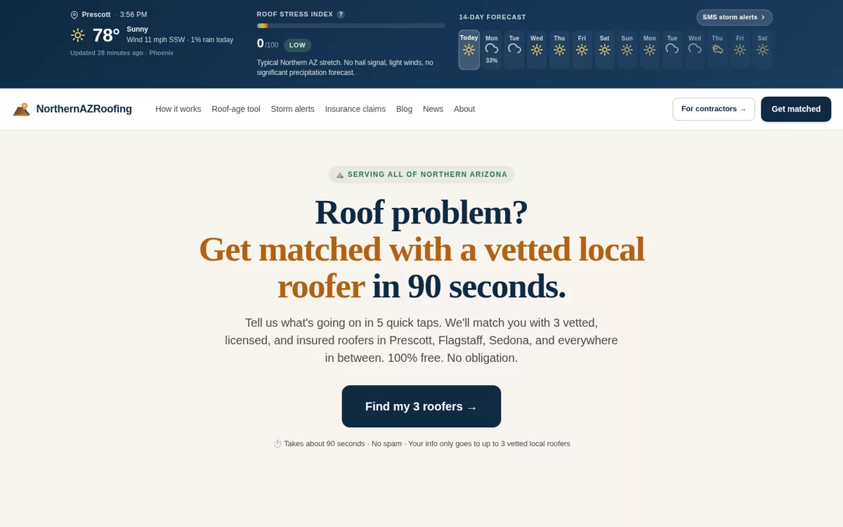 NorthernAZRoofing — live product screenshot